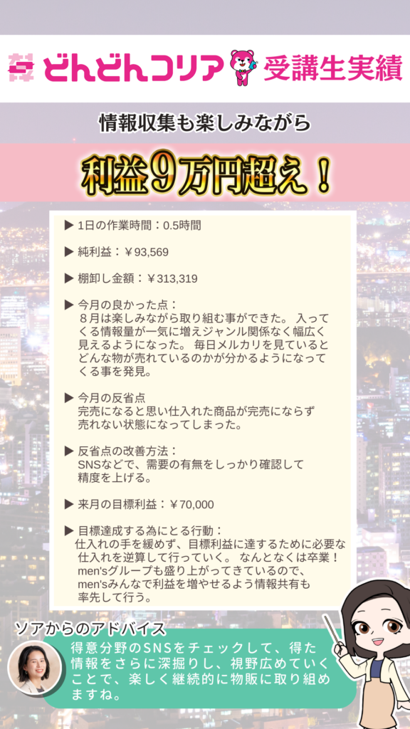 【2024年8月実績者紹介】どんどんコリア生徒さんたちの月14万円超えの利益達成した成果紹介